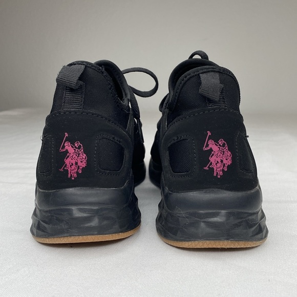US POLO ASSN. Black and pink slip on sock sneakers with laces SIZE 6.5 - Picture 9 of 10